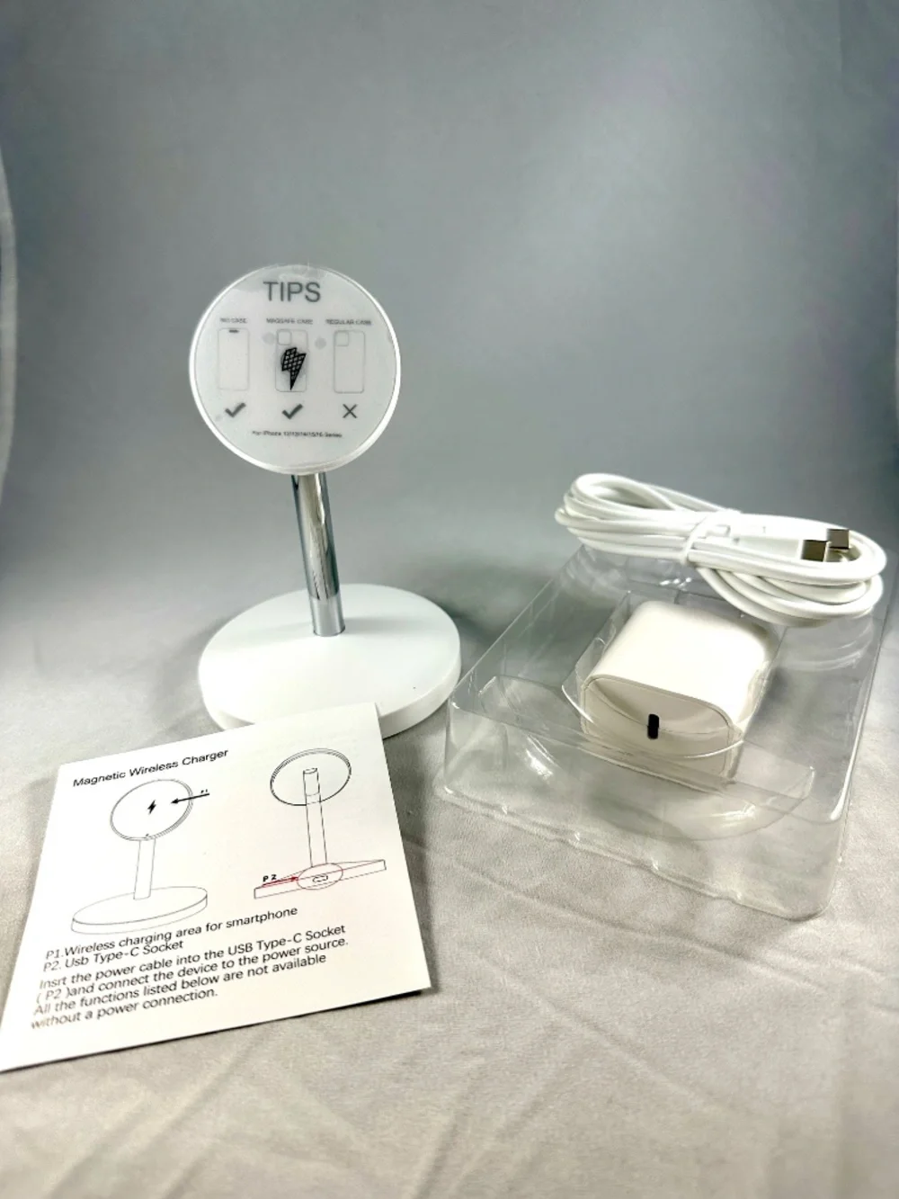 New in Box Magnetic Wireless Charging Stand Phone Holder White